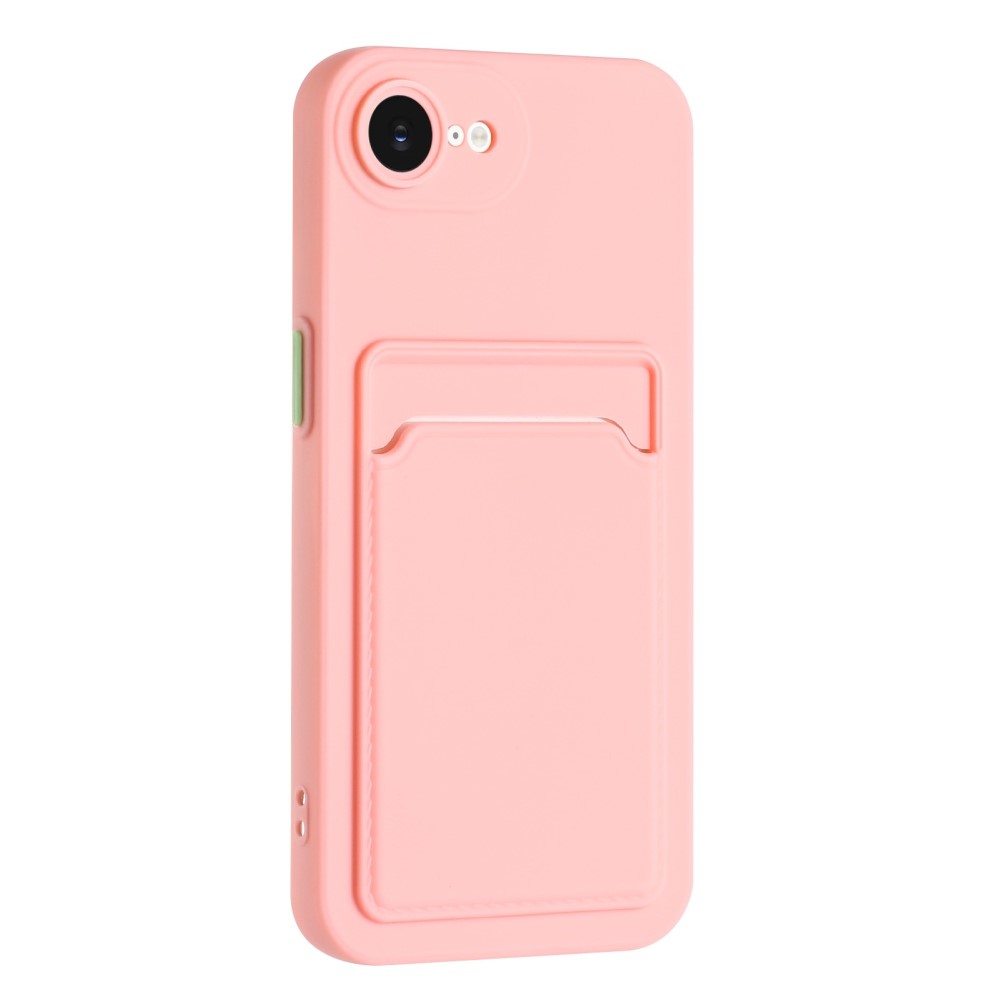 iPhone 16e Gummi Case Hülle mit Kartenfach - Rosa / Orange