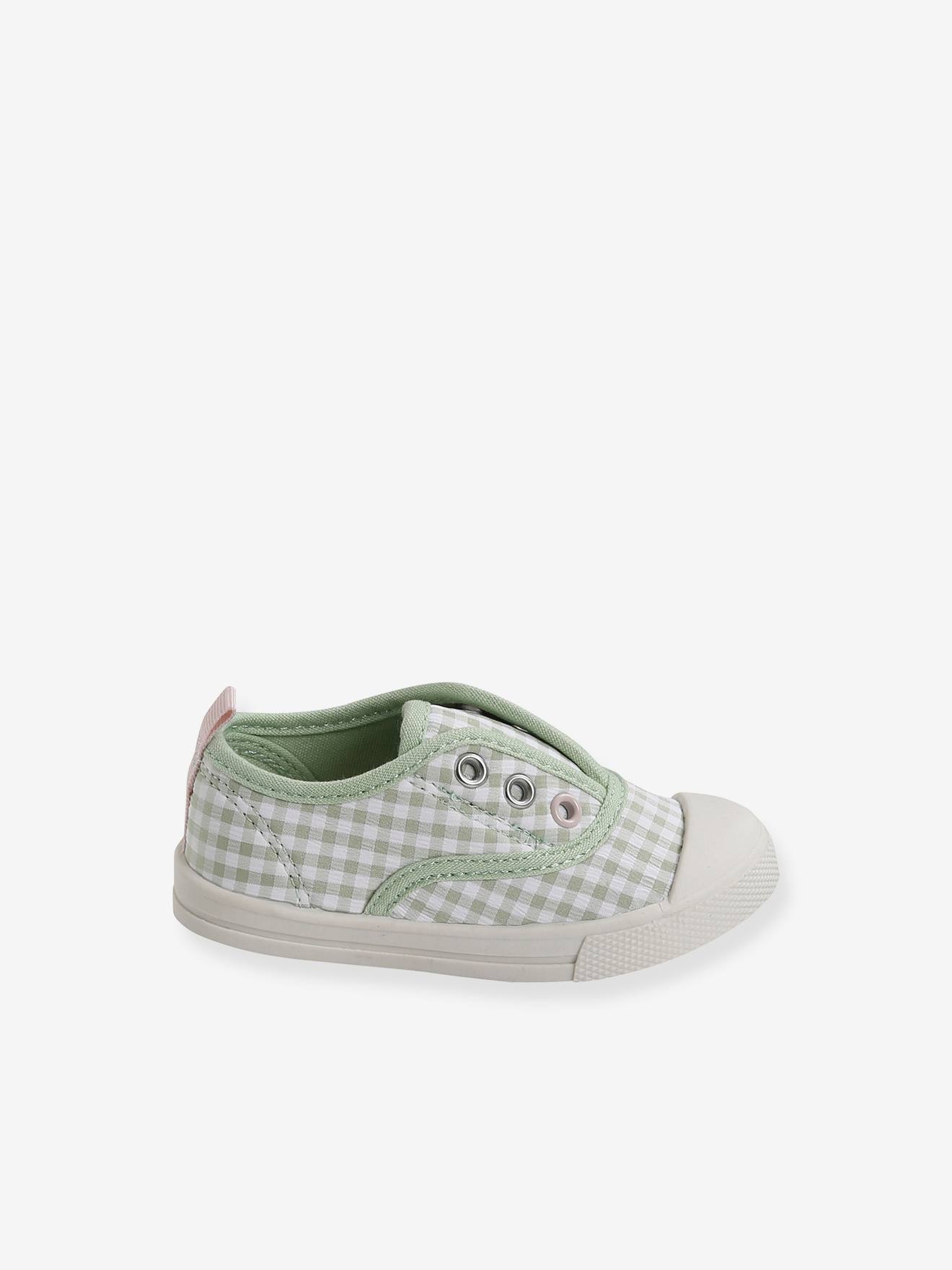 Pantufas de tecido elástico para bebê menina, verde salgueiro