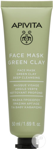 Apivita Face Mask Green Clay Masque Visage Argile Verte Nettoyant Profond Tube 50ml