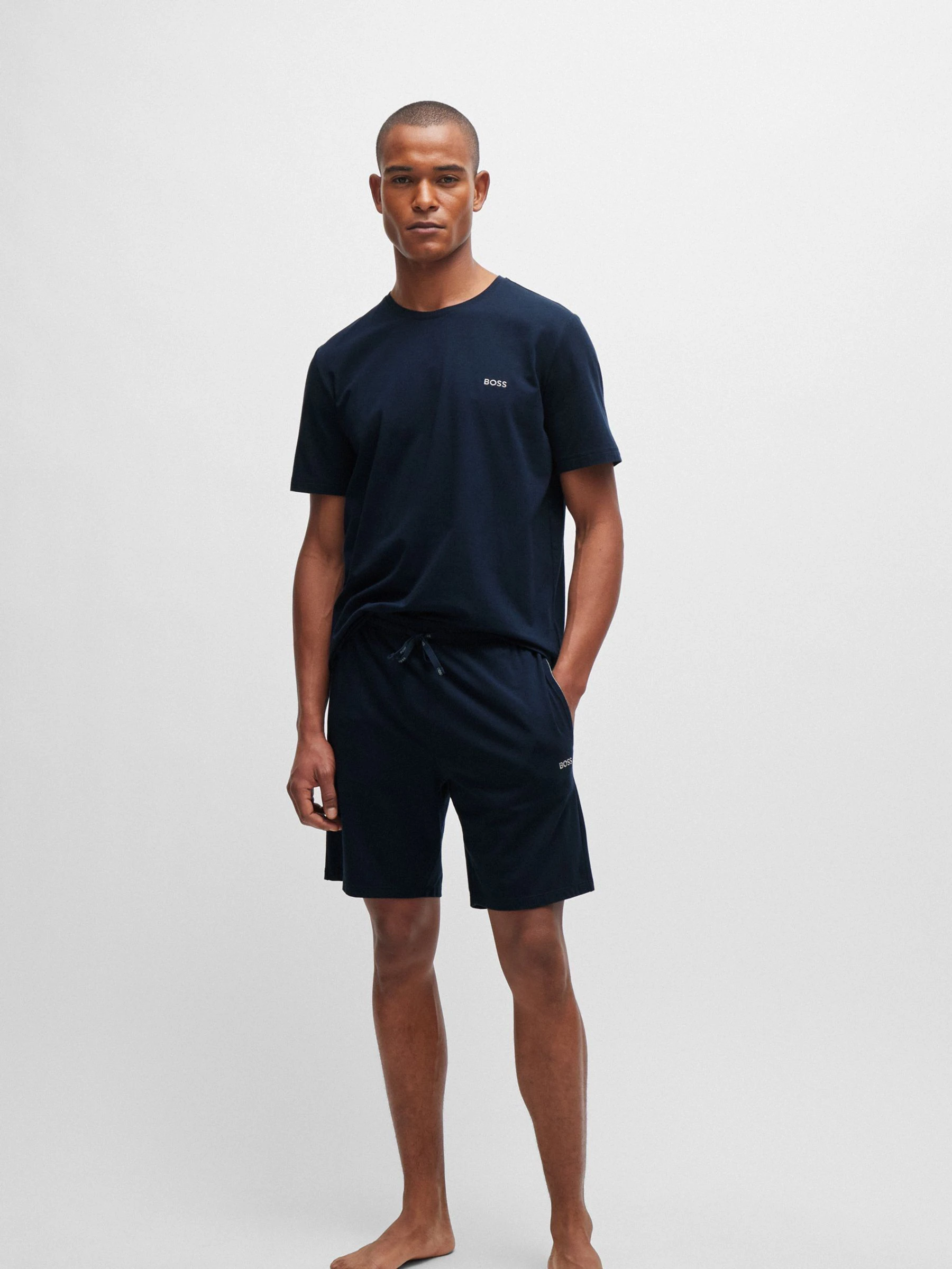 Zwart Ground - BOSS Regular-Fit stretchy Short met Logo