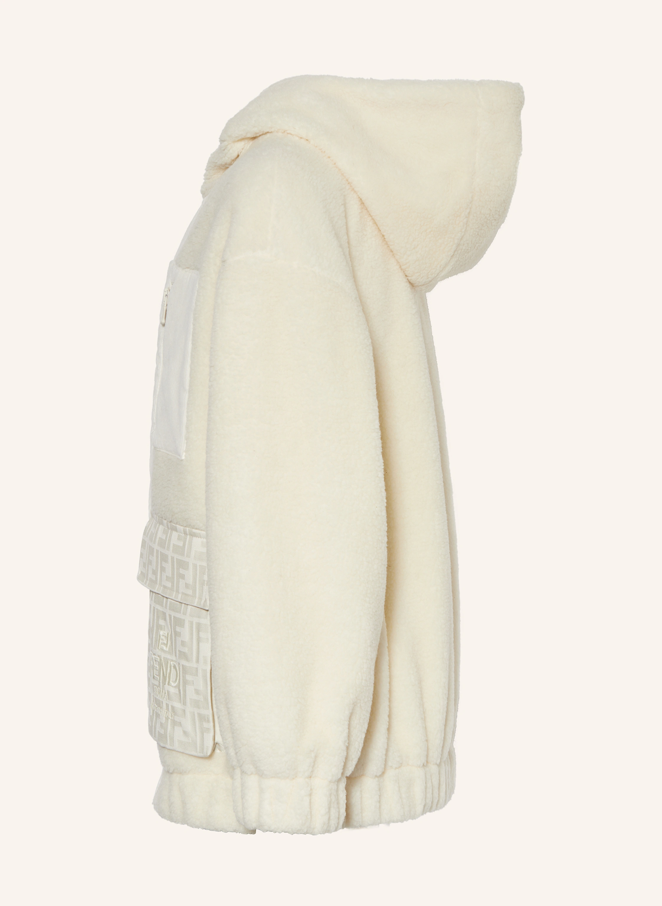 FENDI Teddyfell-Jacke im Materialmix