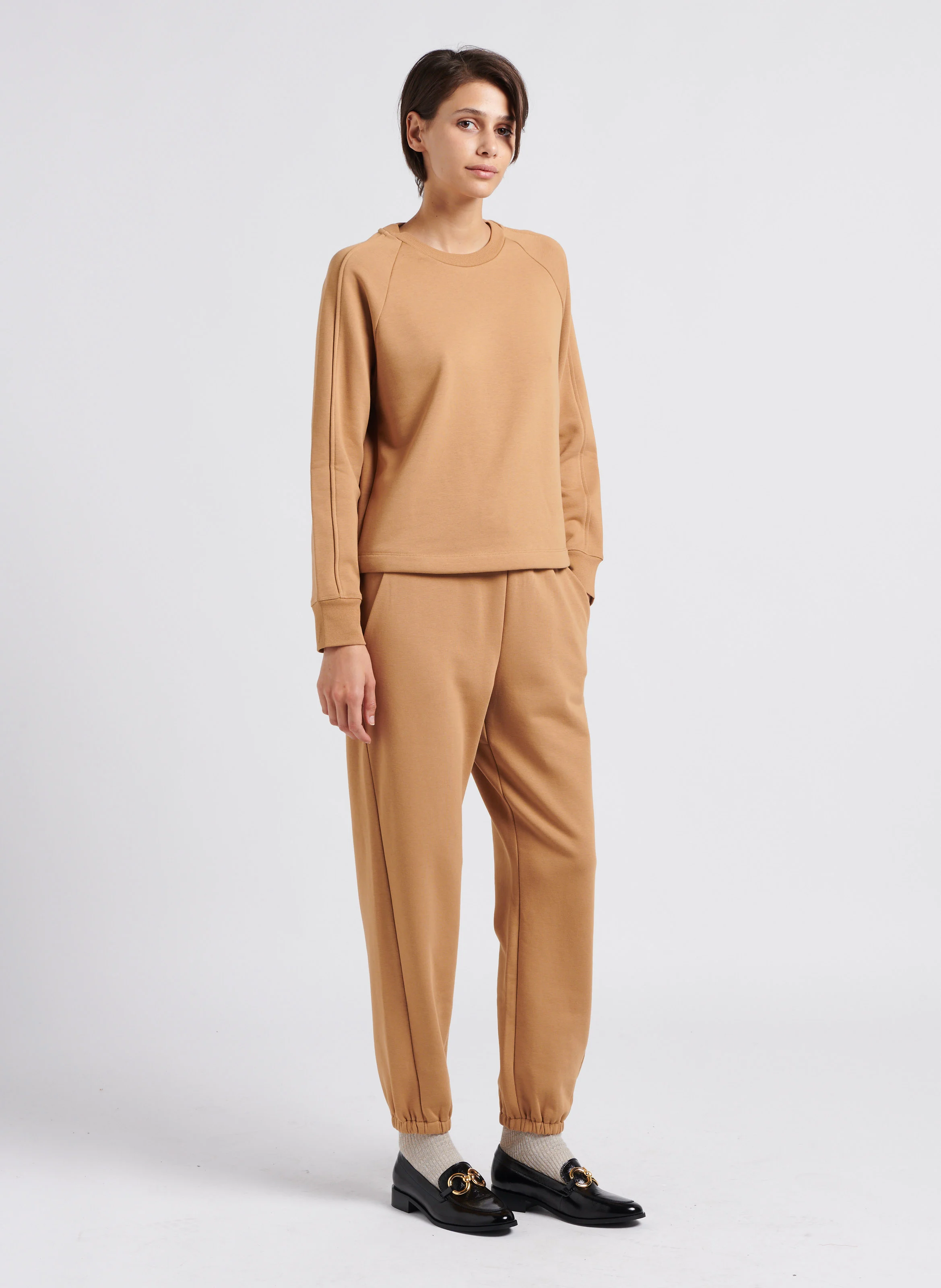 SASIA - Jogging en coton mélangé| Beige