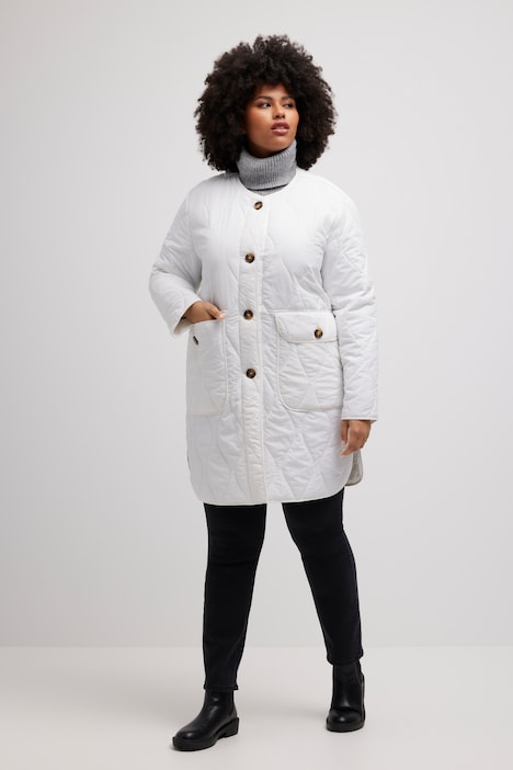 Steppjacke, warm wattiert, V-Ausschnitt, Wellenstepp