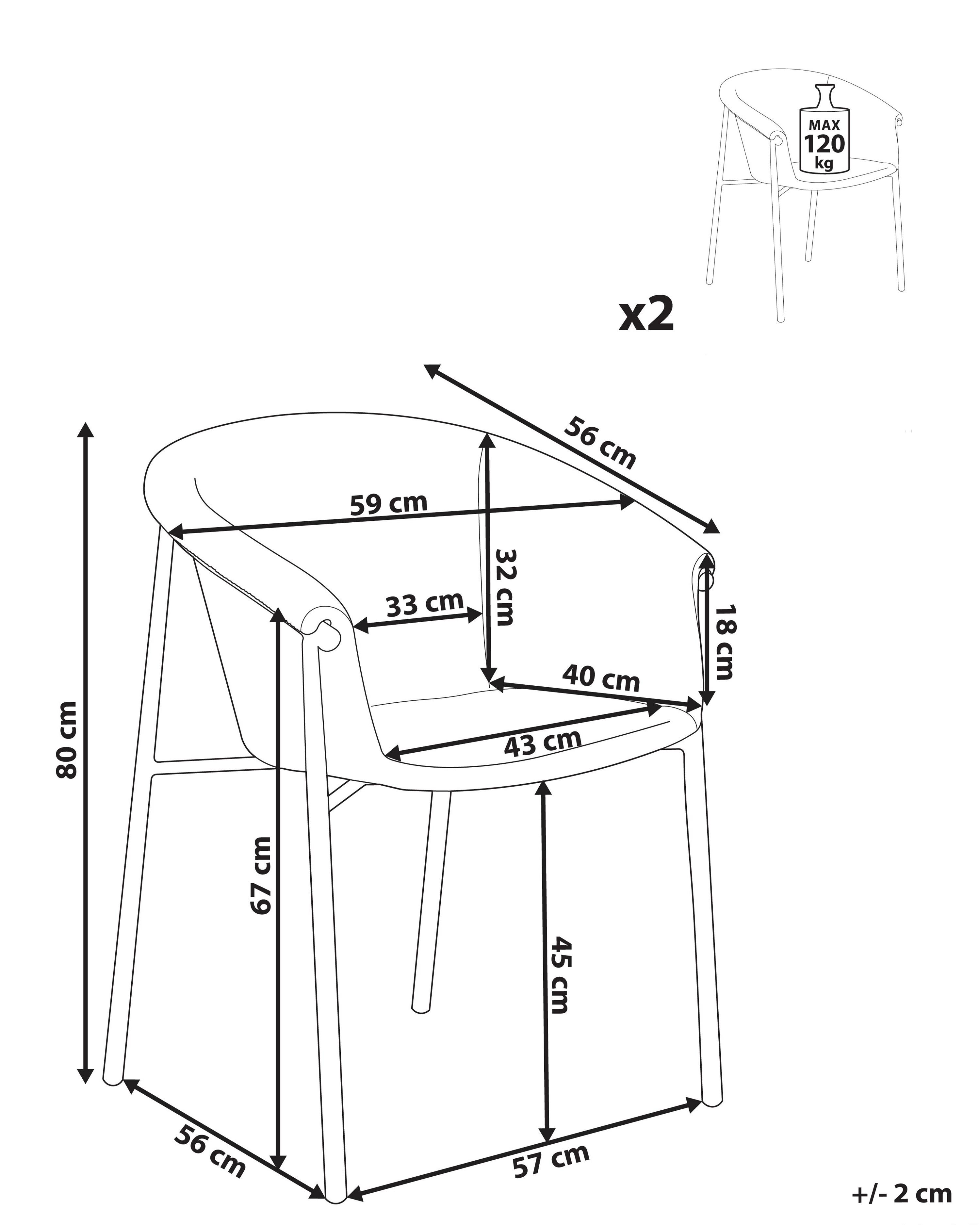 Set van 2 eetkamerstoelen AMES Bouclé Taupe