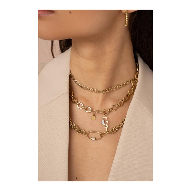 Collier en acier maille argentée, chaînette réglable