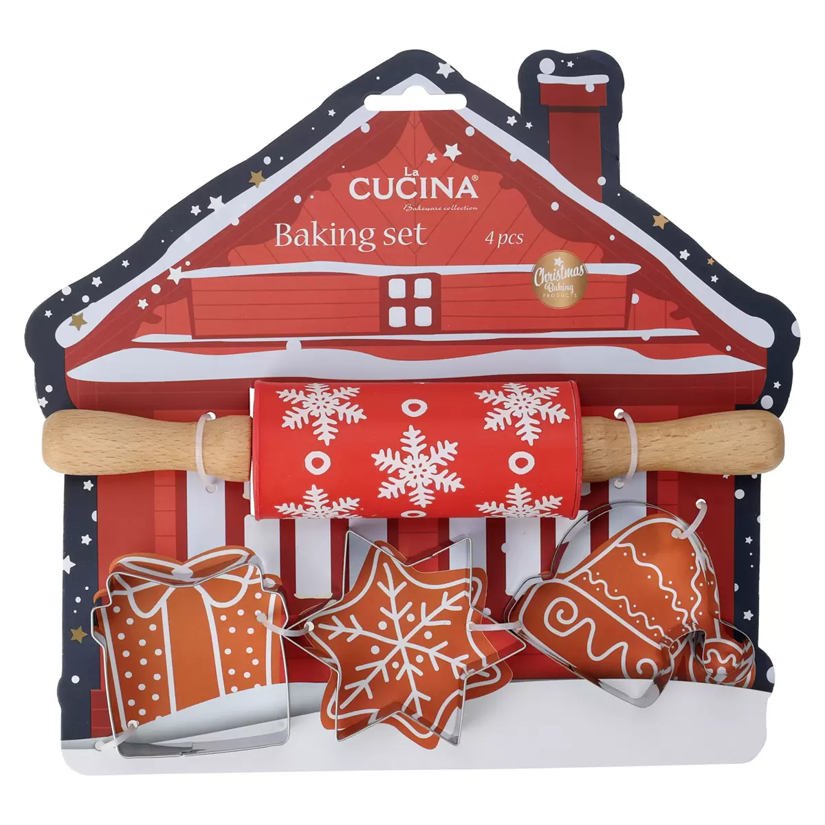 Kinderbackset 4-tlg. Weihnachten grün,rot