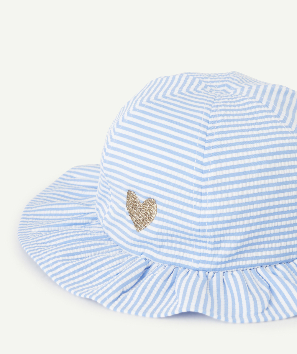 BOB BÉBÉ FILLE EN FIBRES RECYCLÉES BLEU ET BLANC AVEC RAYURES