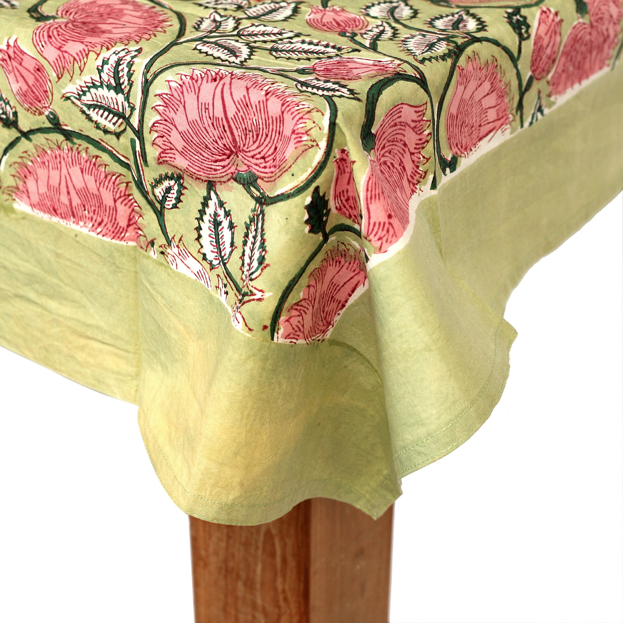 Tischdecke mit Blumenmuster, oliv, T 100 cm, B 100 cm von fischer's lagerhaus