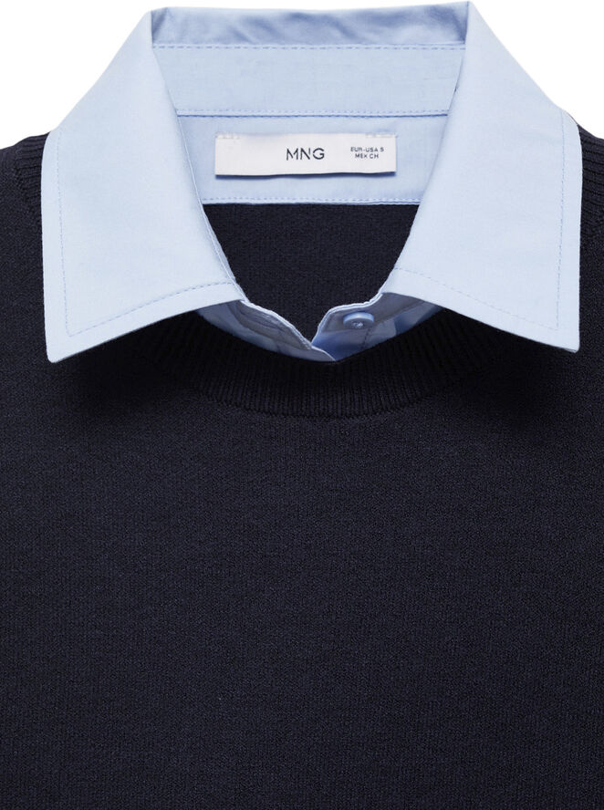 MANGO Combined shirt sweater Navy