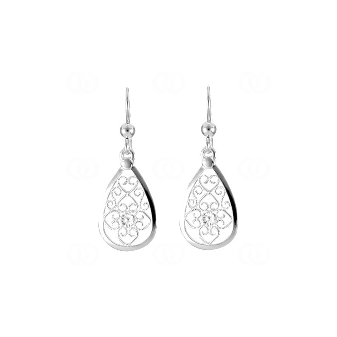 Ohrhänger 925 Silber rhodiniert Ornament Tropfen