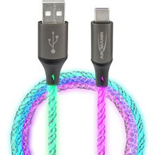 Câble de données & de charge, LED, USB-A/USB-C mâles