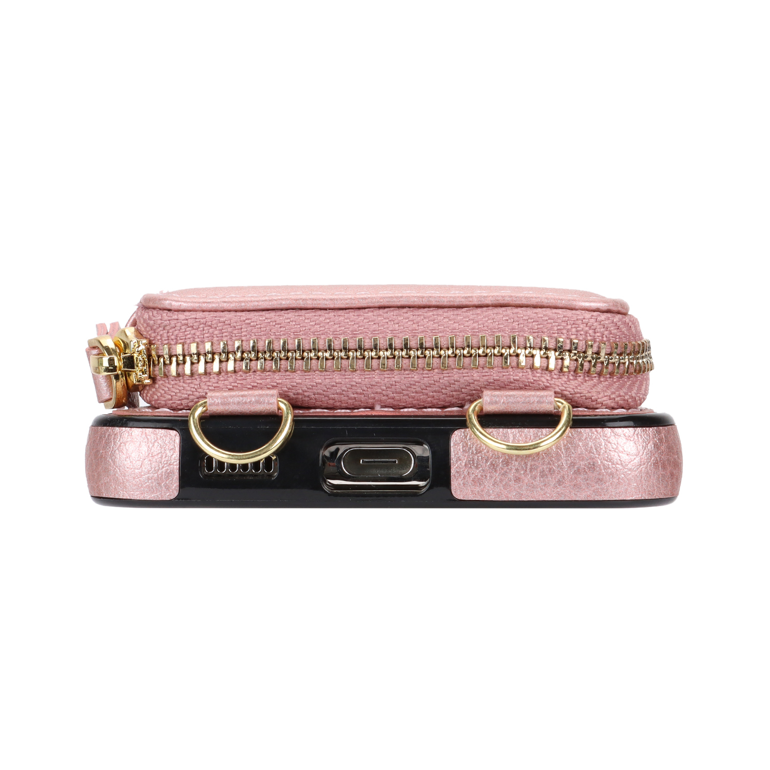 Samsung Galaxy S25 FE Necklace Leder Schutz Hülle mit Kartenfächer   Handykette (140cm) - Roségold