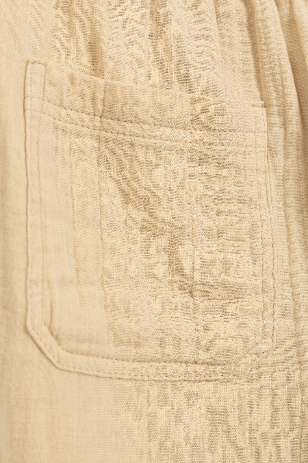 Beige wide leg mousseline broek