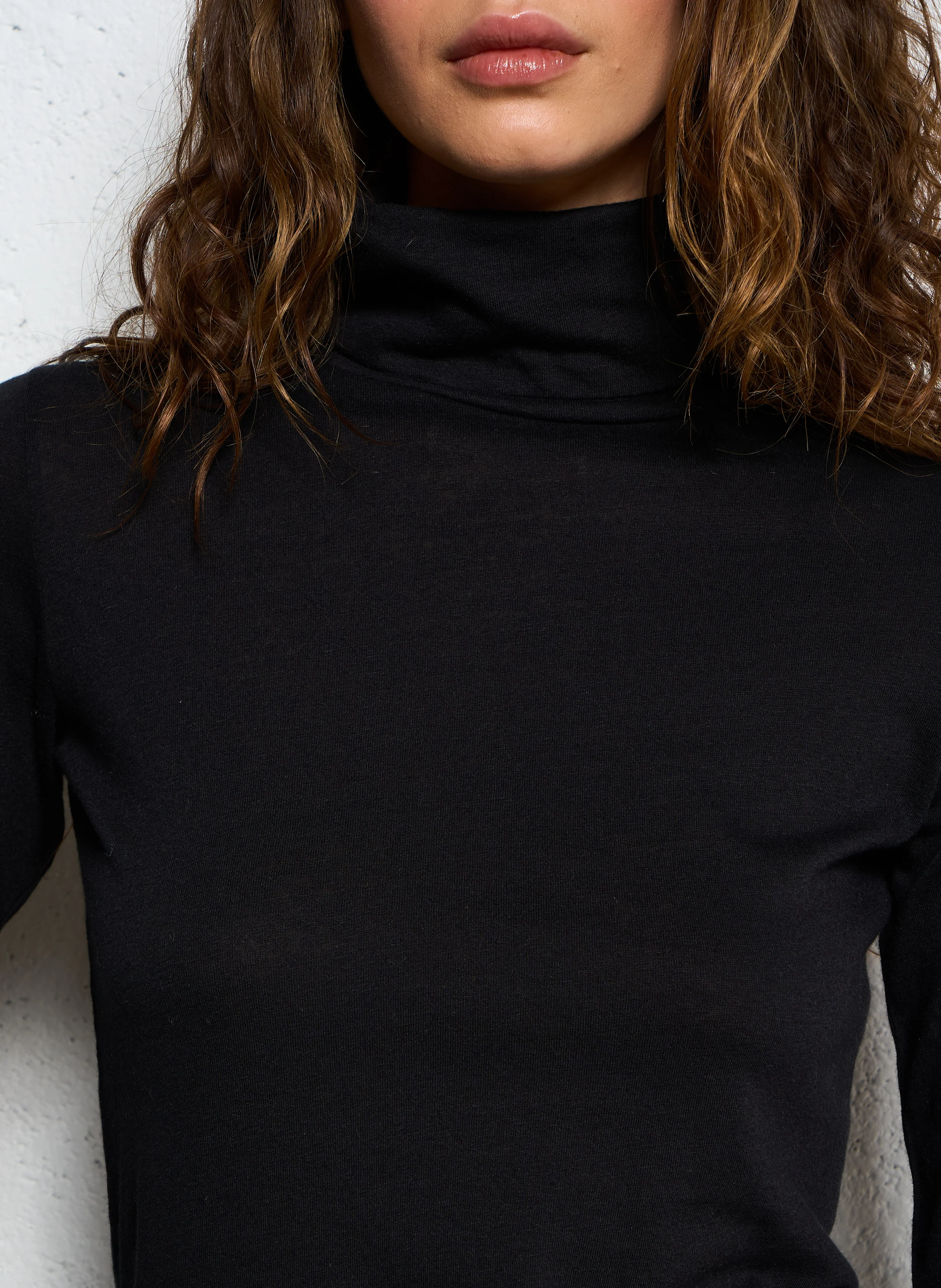 Tee-shirt col roulé en coton et cachemire | Noir
