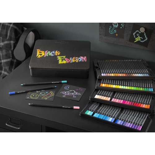 FABER-CASTELL Black Edition Buntstifte, 100er-Metalletui