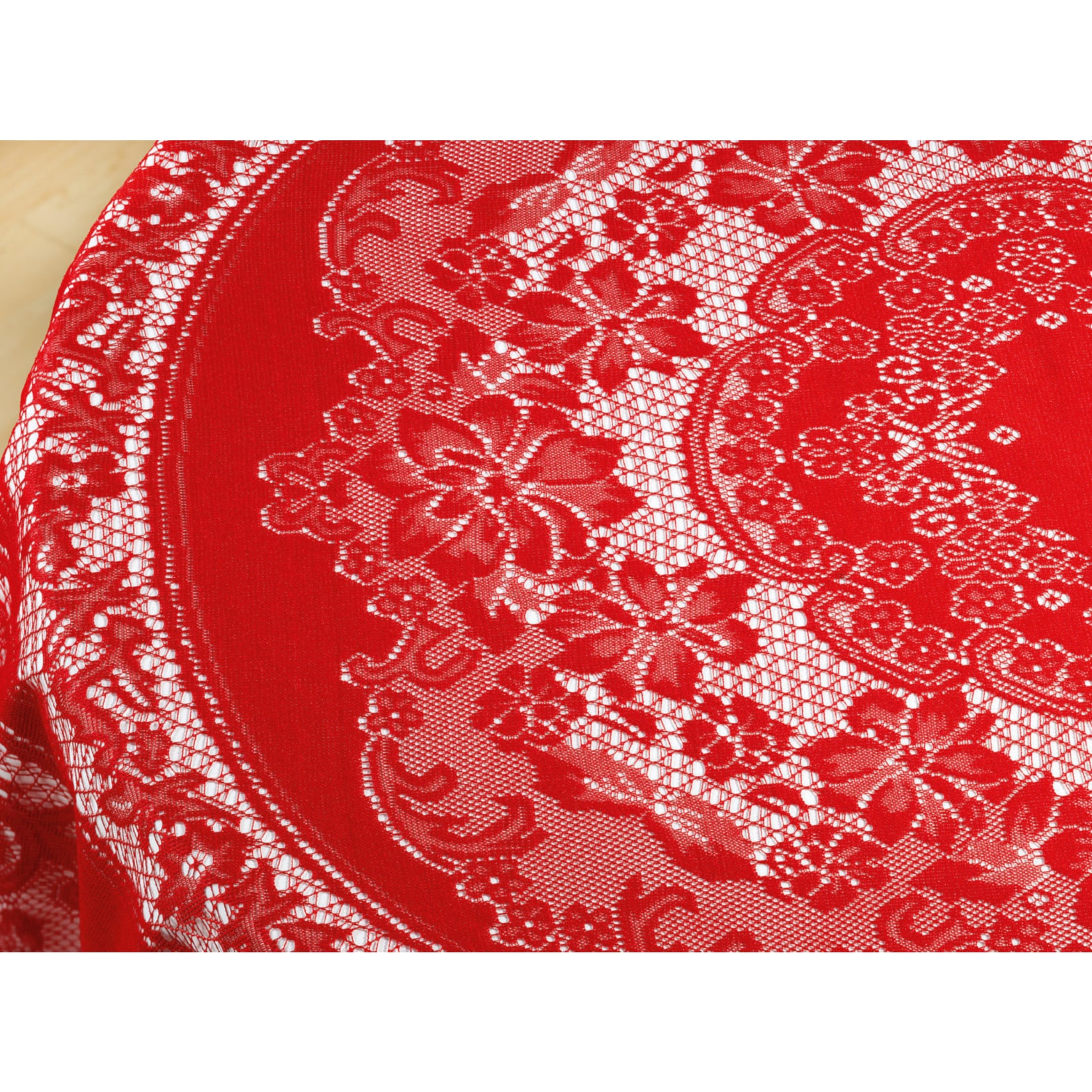 Spitzen Tischdecke Ø 180cm rot Tisch Decke Tafel Tuch Tischläufer rund