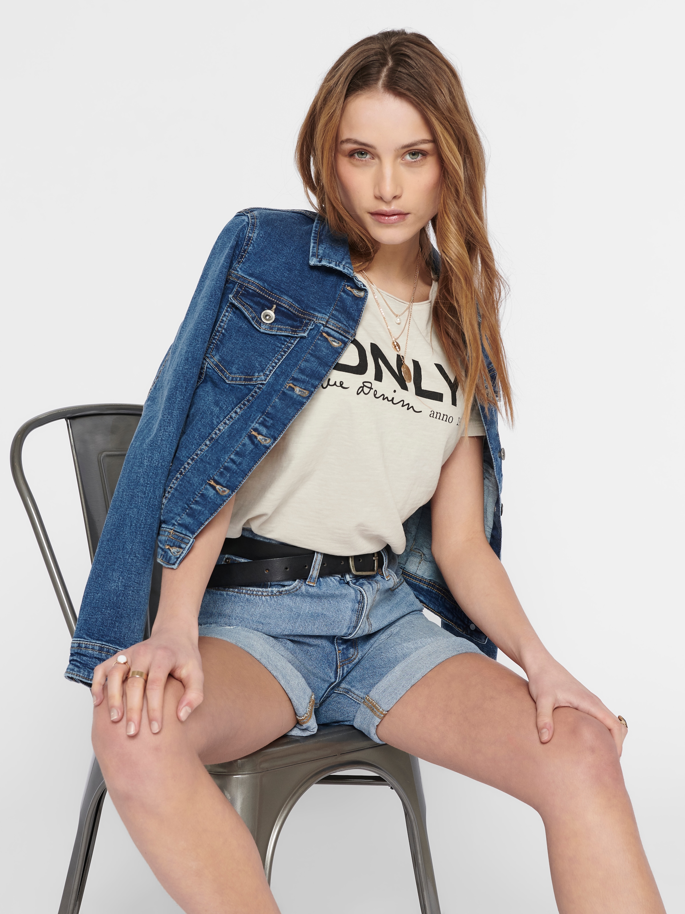 ONLY Jeansjacke »ONLTIA DNM JACKET MB BEX02 NOOS« in leichter Used-Waschung mit Stretch