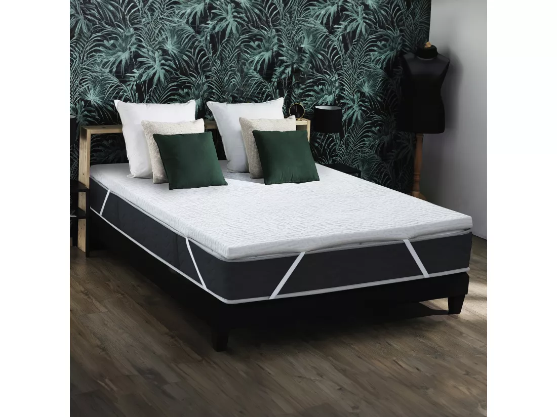 Surmatelas déhoussable Mousse HS 40kg souple et respirante Dimensions - 160 x 200 cm