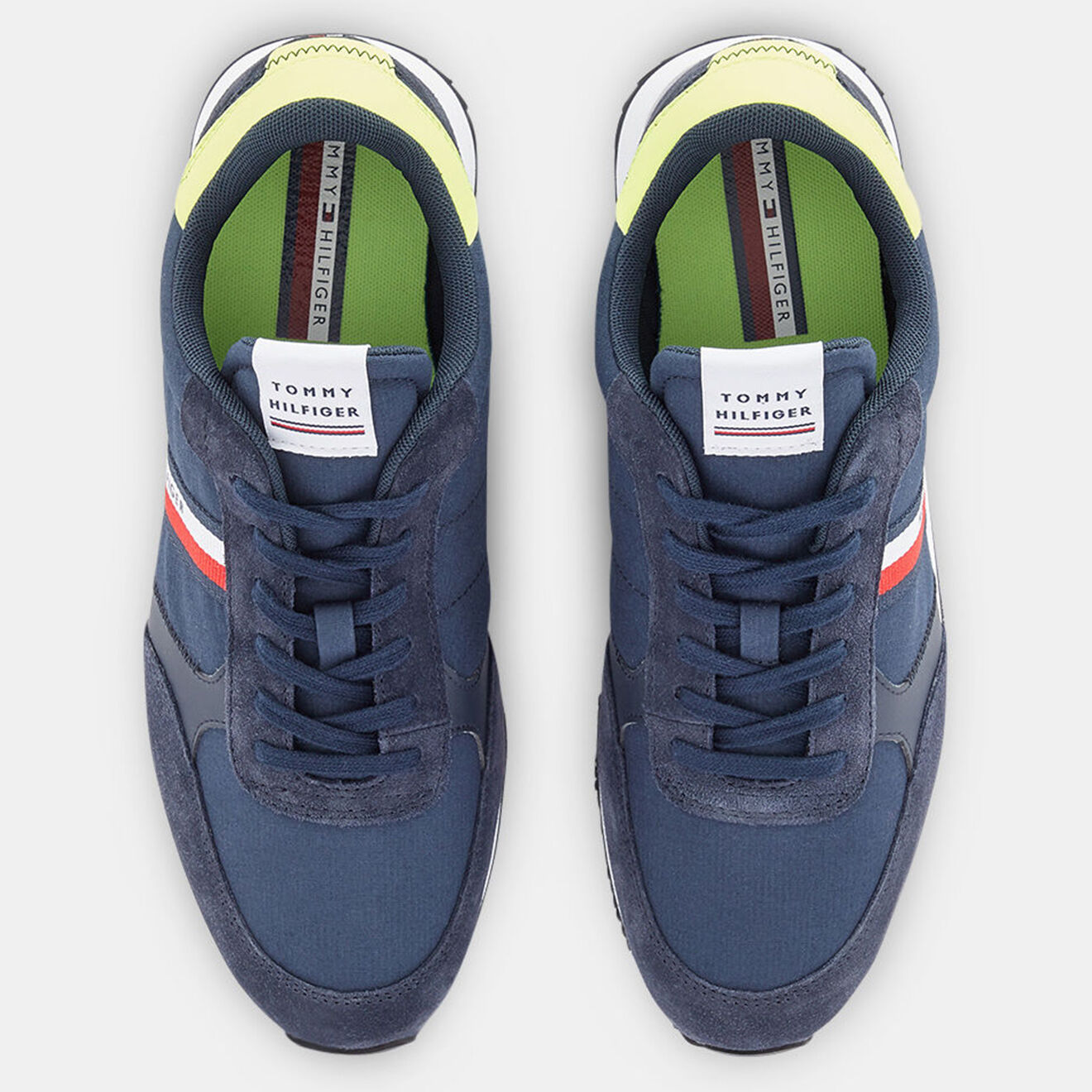 Tommy Hilfiger Baskets running en Velours de Cuir & Coton Mix Matières bleu marine