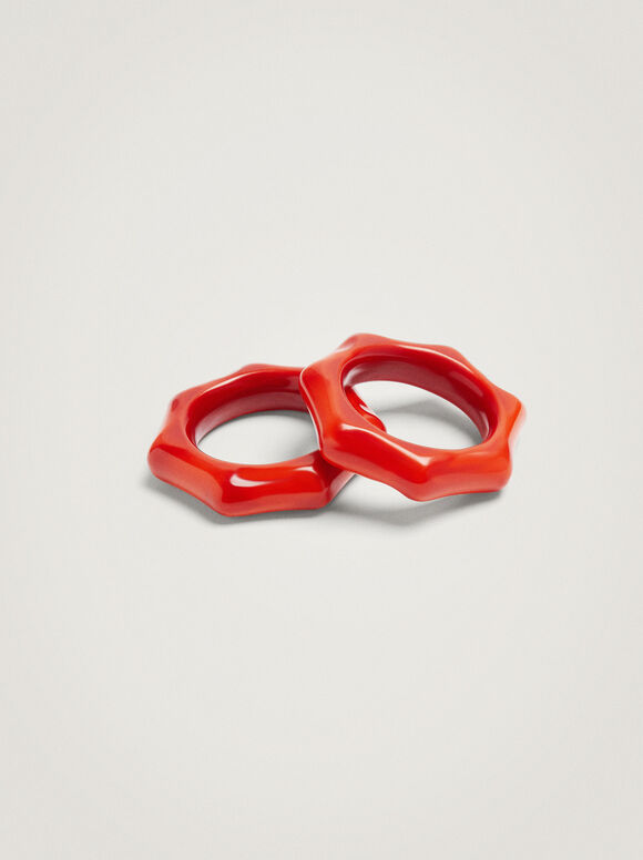 Conjunto de 2 porta-guardanapos de resina - Laranja