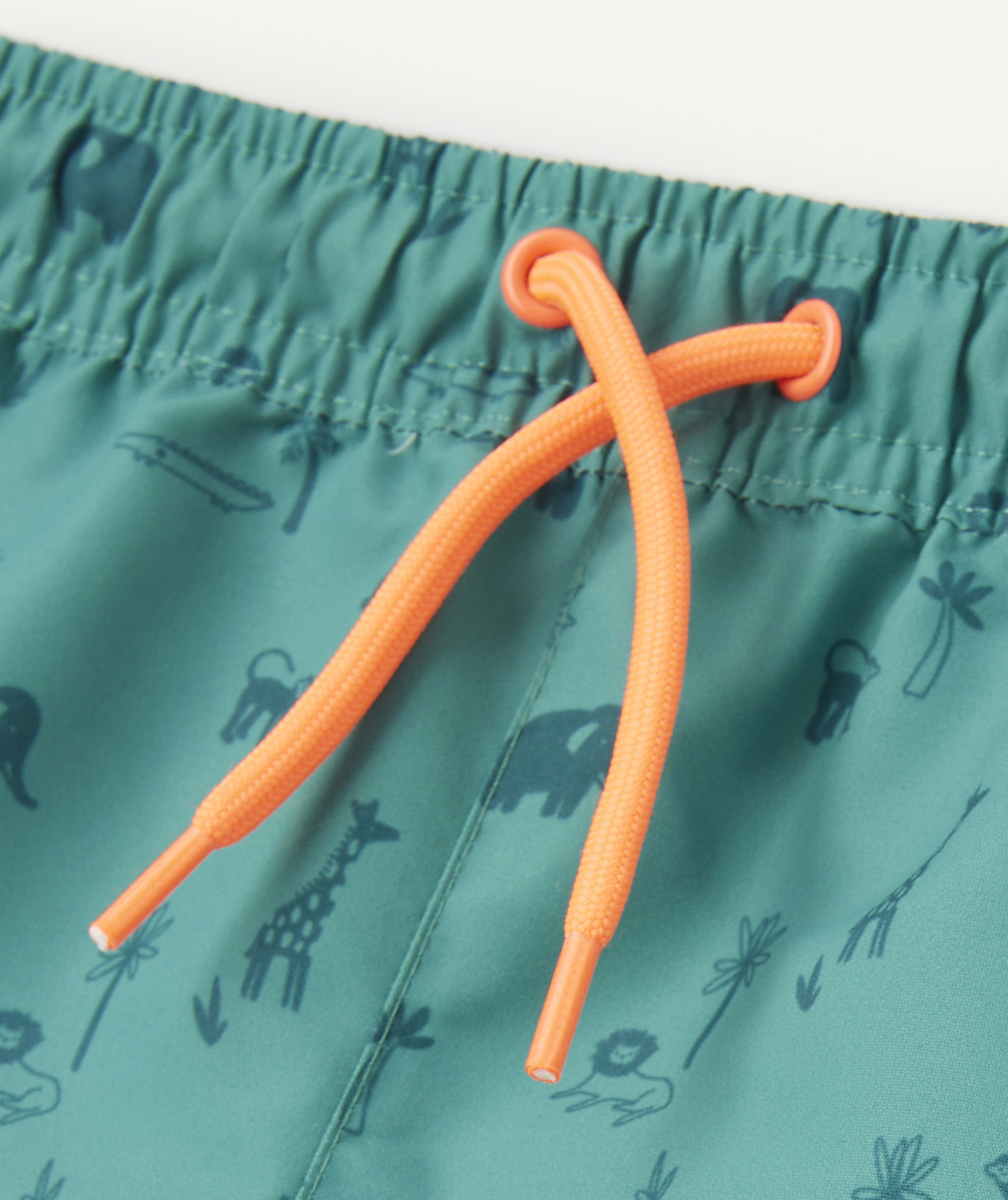 SHORT DE BAIN GARÇON EN FIBRES RECYCLÉES VERT IMPRIMÉ ANIMAUX