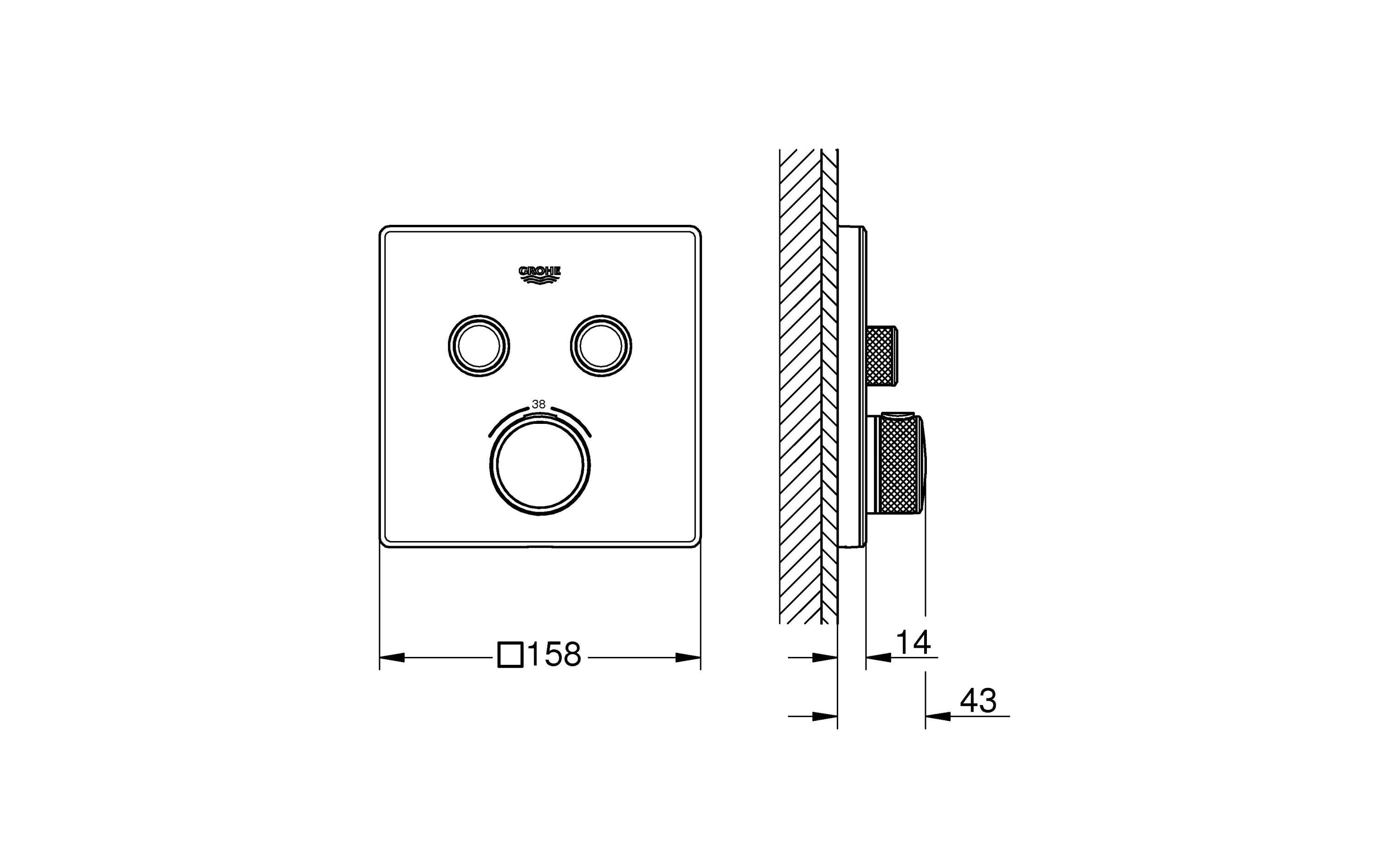 Duscharmatur Grohtherm SmartControl 43 mm, Weiss<br>Thermostat mit zwei Absperrventilen