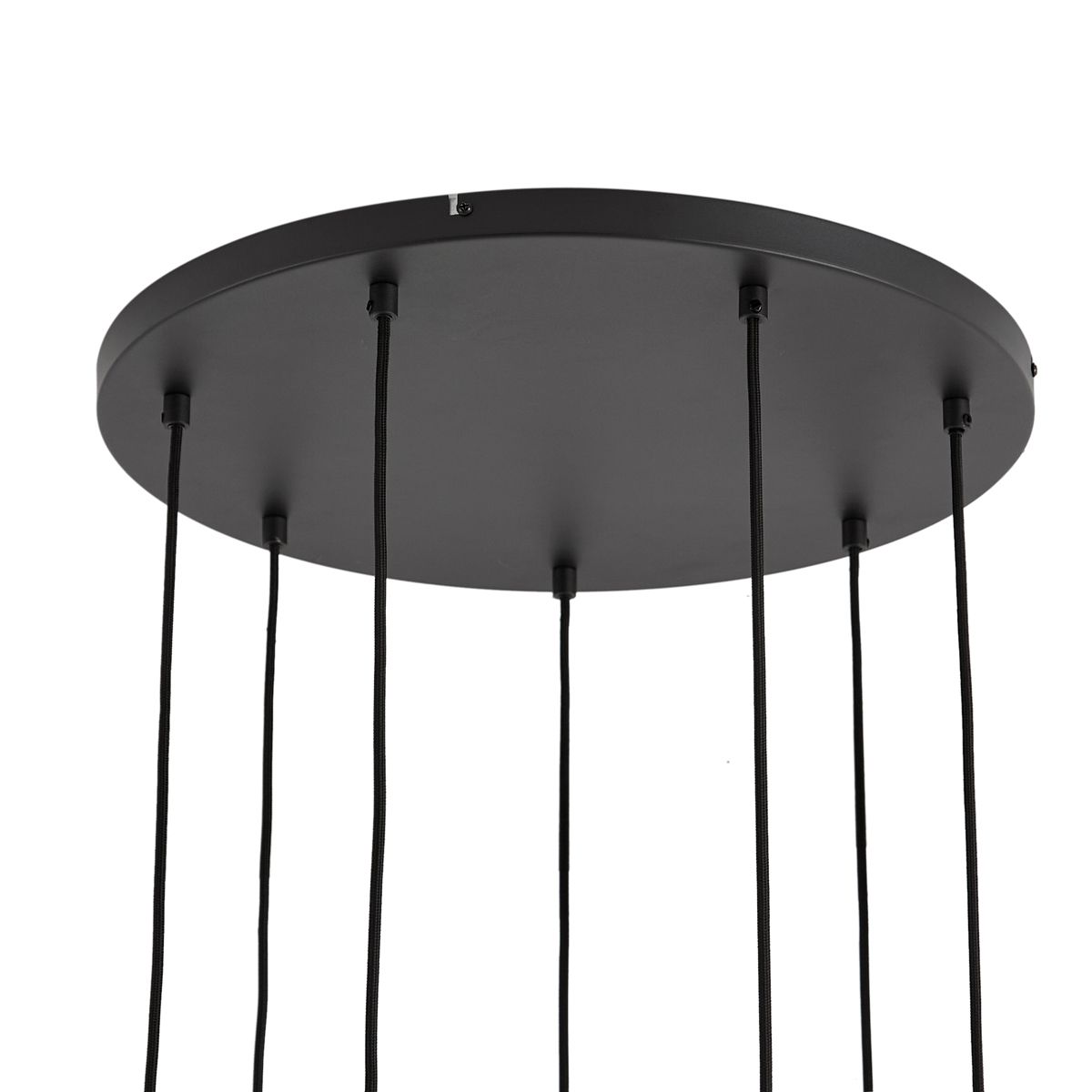 Moderne hanglamp zwart met wit glas rond 7-lichts - Misty