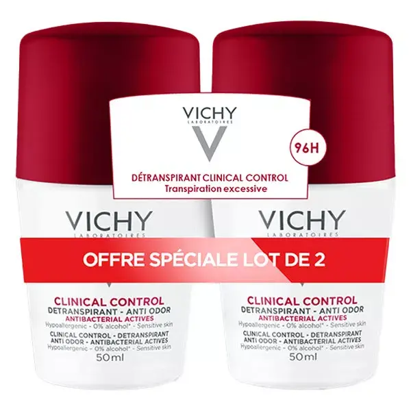 Desodorante Roll-On Vichy Clinical Control 96h 50ml - Pacote com 2 unidades de 50ml