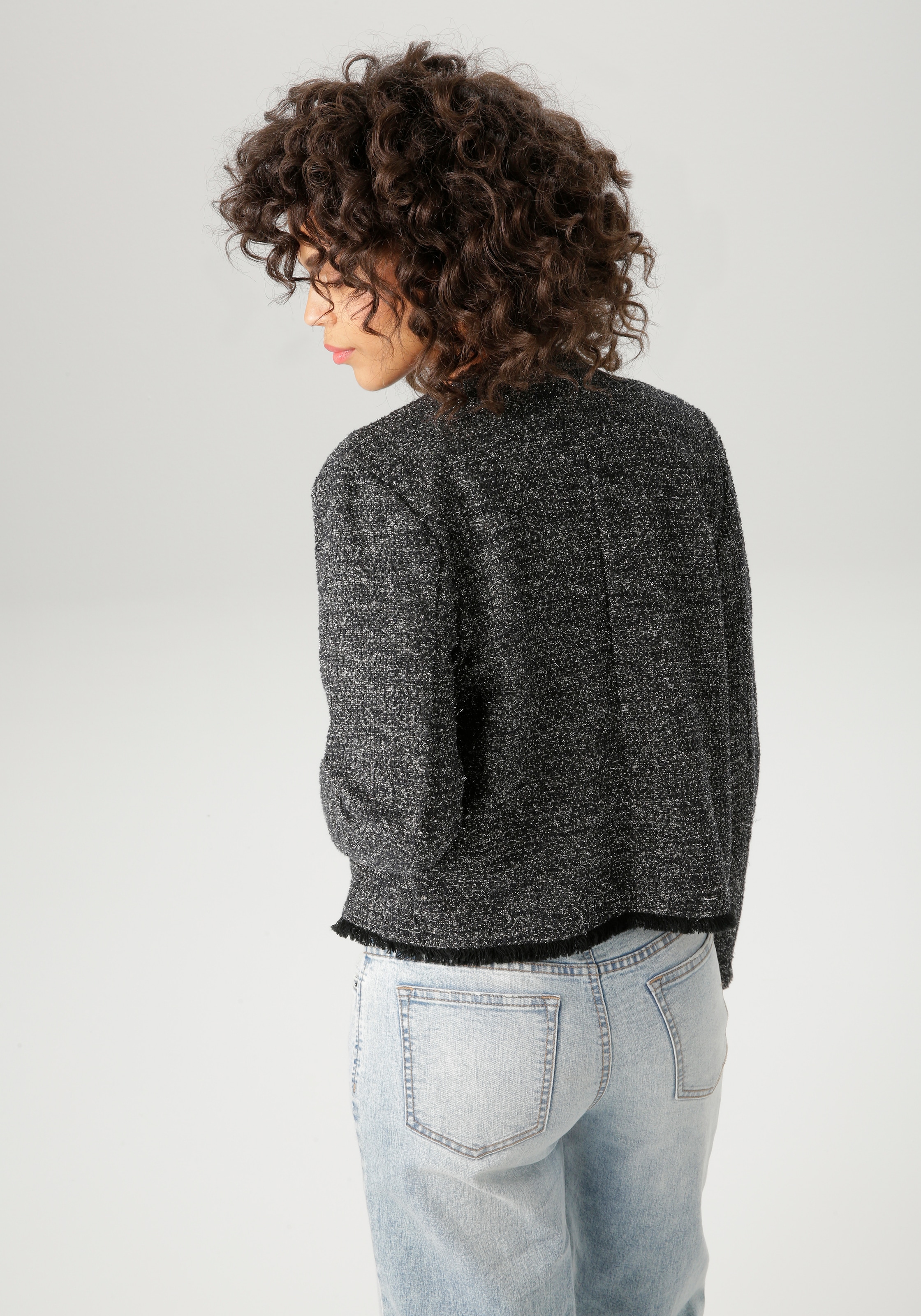Aniston CASUAL Kurzblazer , aus meliertem Bouclé-Jacquard mit Glanzfäden - NEUE KOLLEKTION