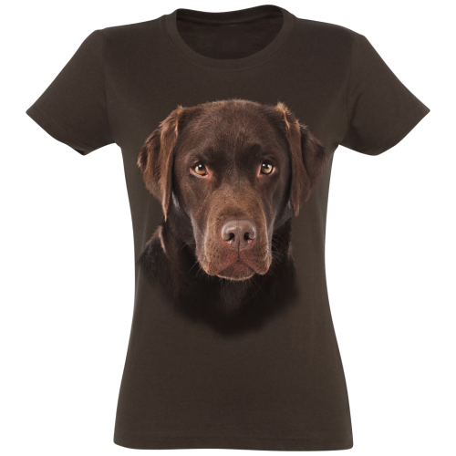 Camiseta feminina com estampa de retriever, marrom