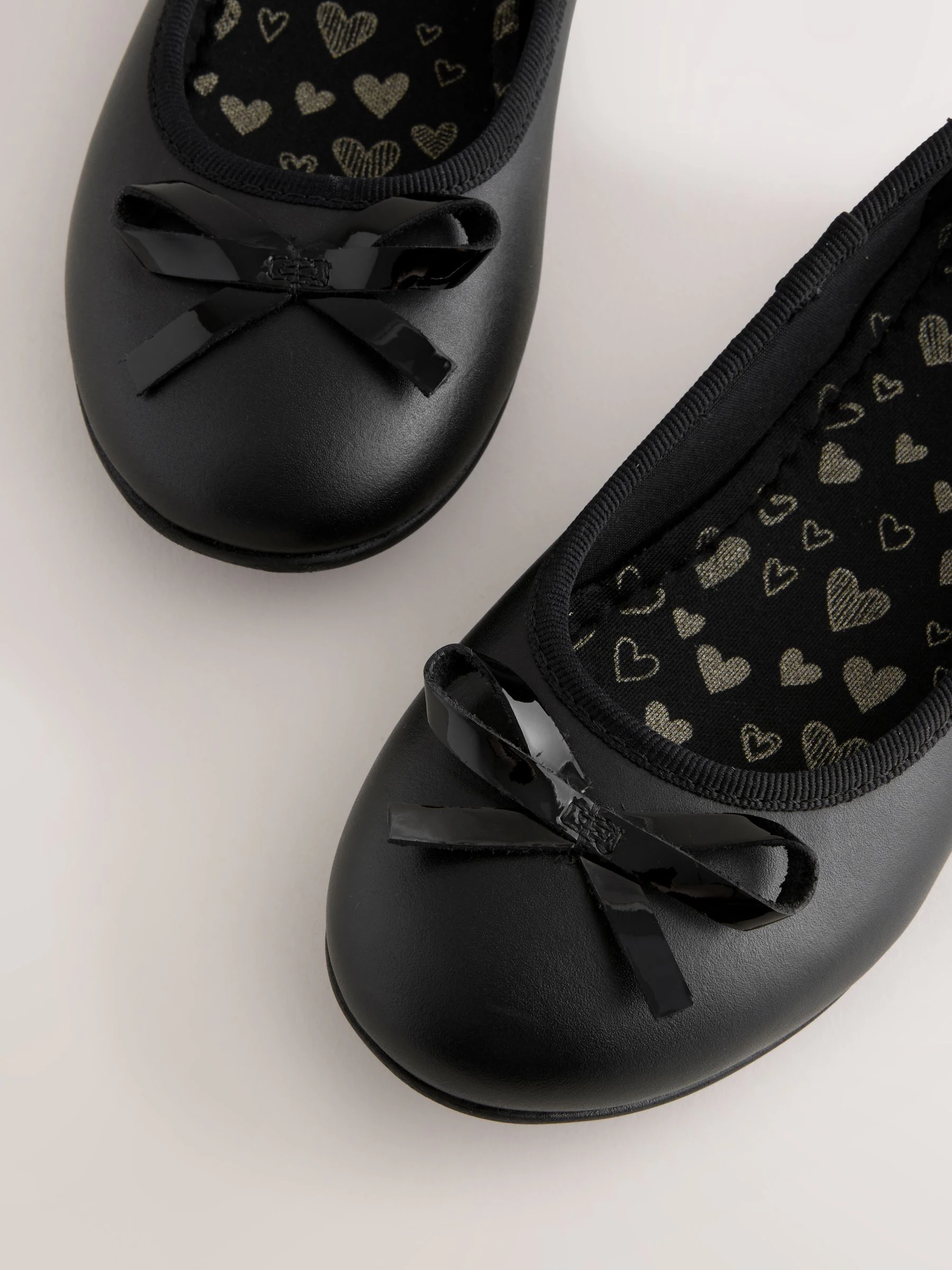 Zwart - Leather Ballerina School Shoes