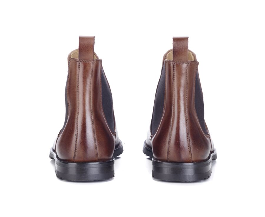 Chelsea boots semelle gomme avec talon bottier Chocolat Patiné - BENTFIELD GOMME