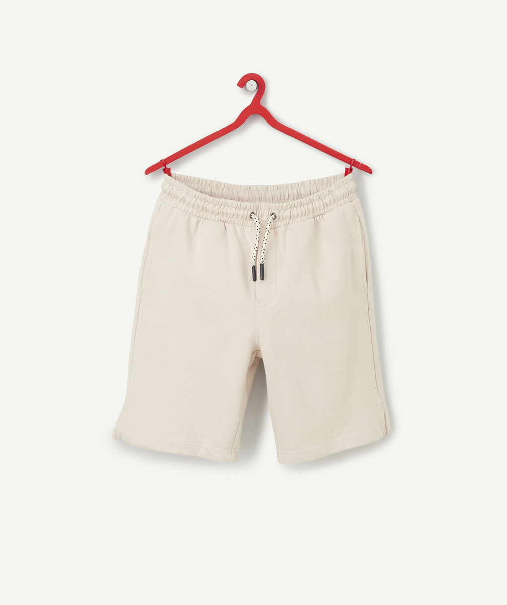 BERMUDA GARÇON EN FIBRES RECYCLÉES GRIS CLAIR AVEC MESSAGE