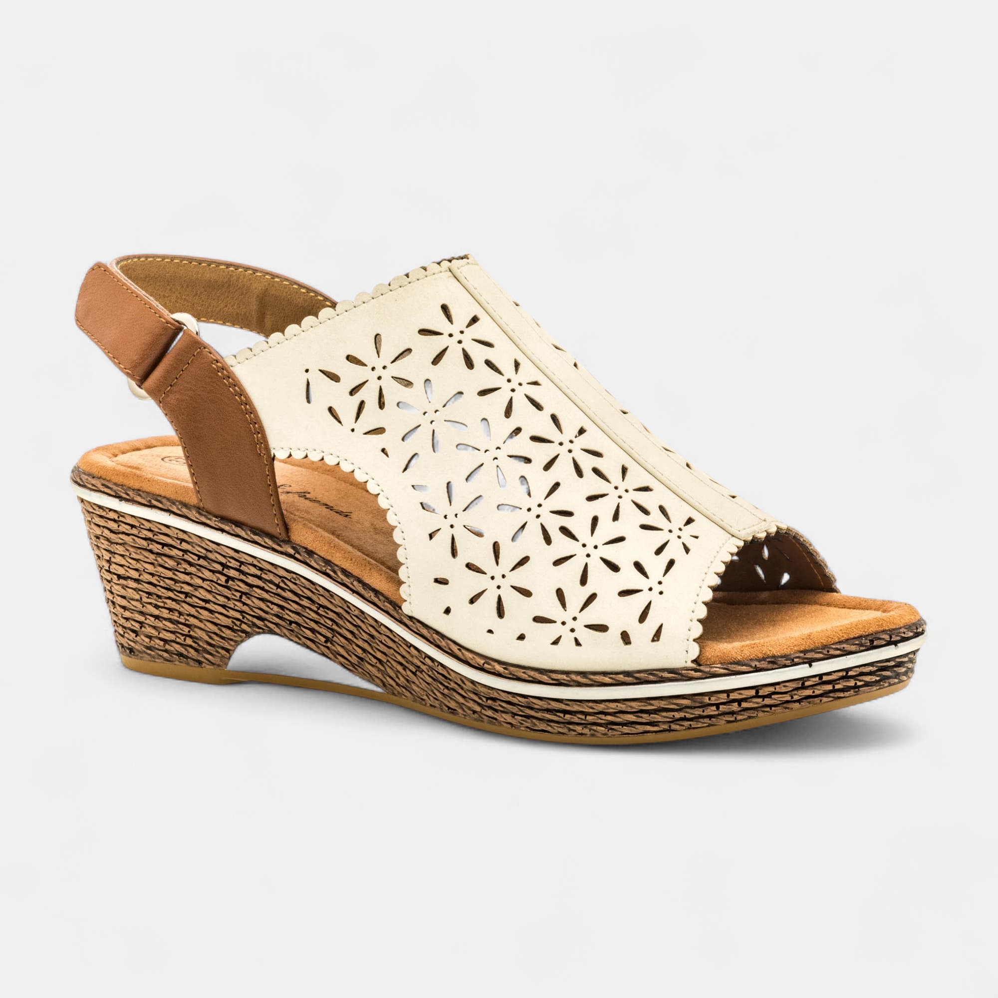 Nu-pieds à talon compensé Femme beige