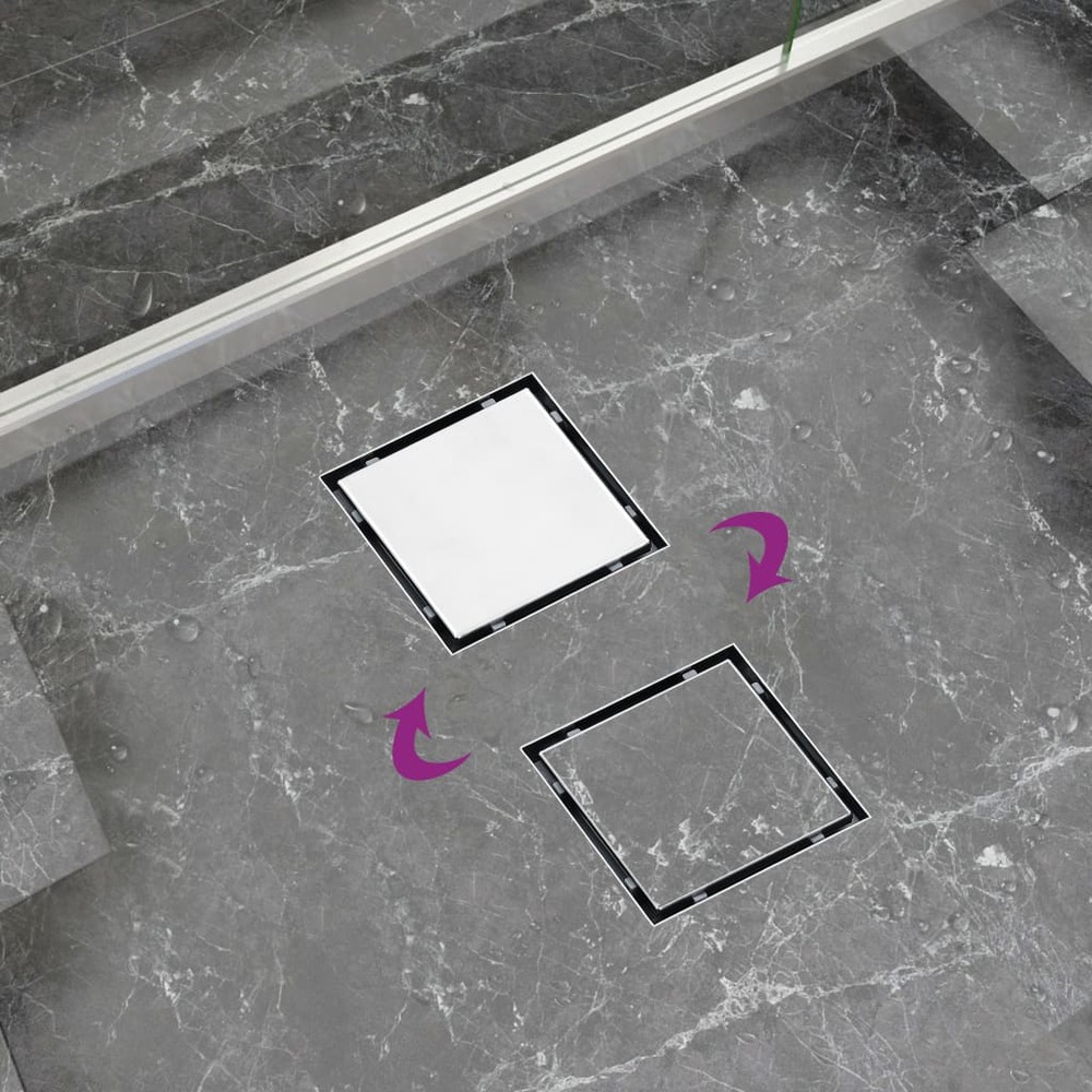 Drain de douche avec couvercle 2 en 1 18x18 cm acier inoxydable