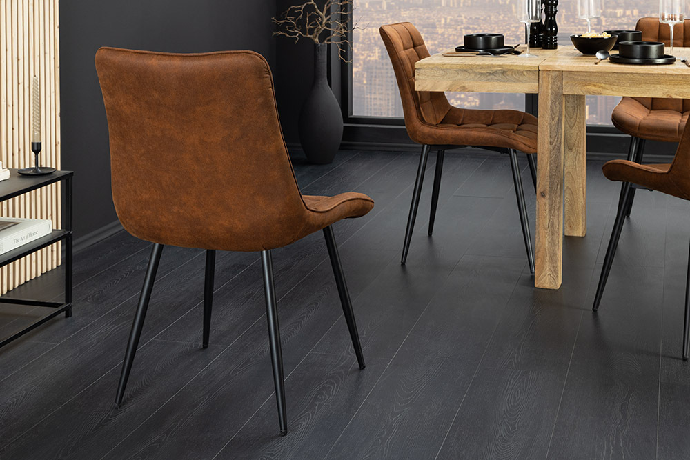 Design Stuhl ROADSTAR antik braun schwarze Metallbeine