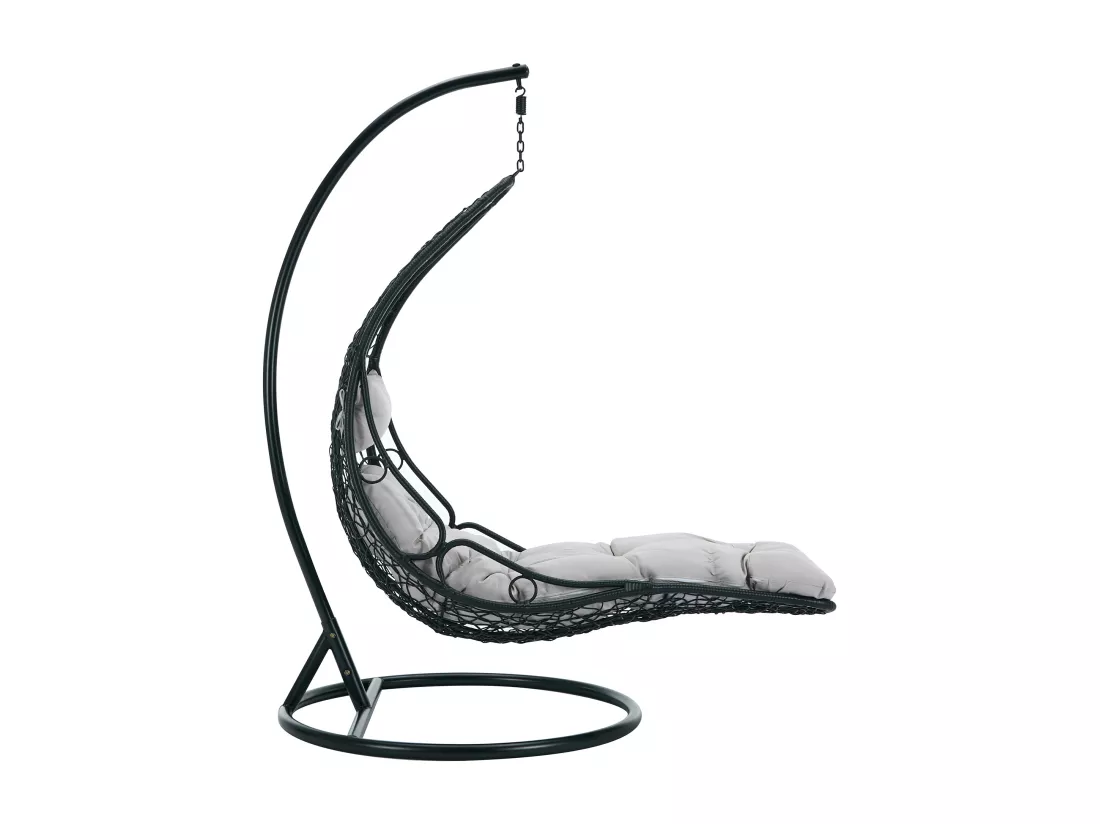 Fauteuil suspendu en résine tressée - Noir avec coussins gris - LUVA de MYLIA