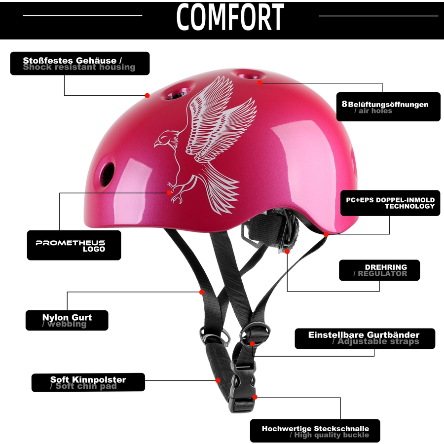 PROMETHEUS BICYCLES® Fahrradhelm Größe XS 48-52 cm rosa