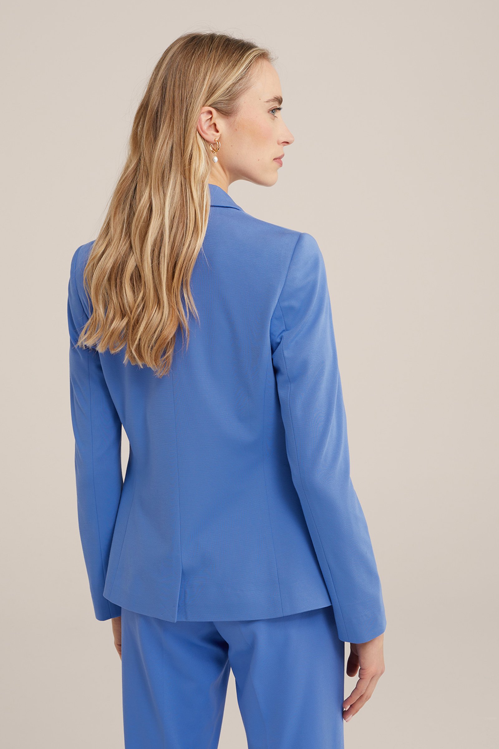 getailleerde jersey-stretch blazer WE Fashion Lichtblauw