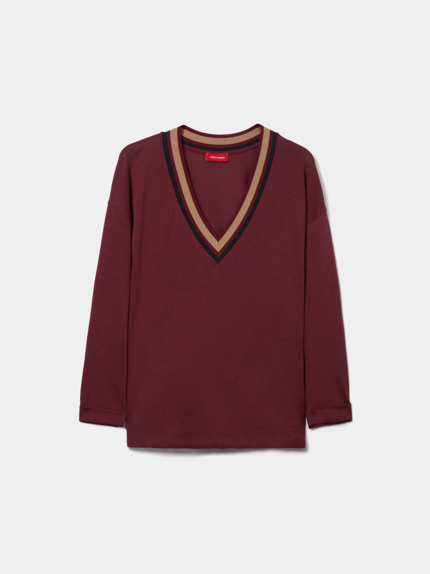 Camisola liocel e algodão decote em V