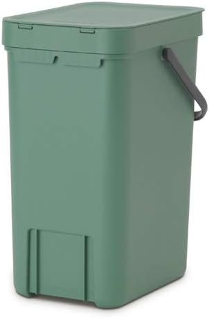 Brabantia Afvalbak met deksel dat open blijft staan, 12 liter, HxBxD 35 x 20 x 24,9 cm, kunststof, donkergroen