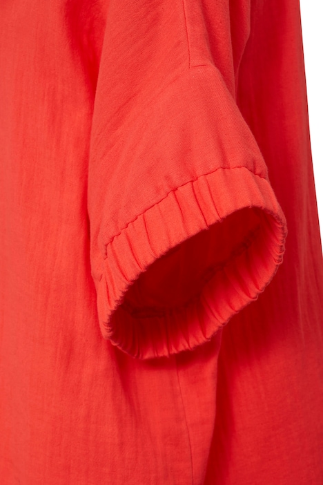 Tunika-Bluse, oversized, Musselin, überschnittene Schultern