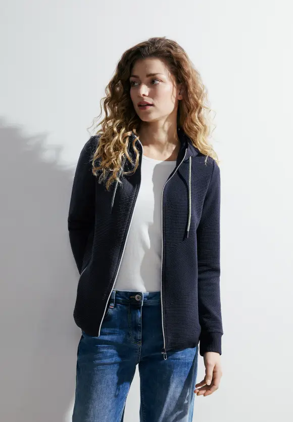 Sweatjacke mit Struktur - universal blue