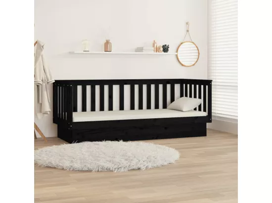 Lit de jour sans matelas noir 75x190 cm bois de pin massif