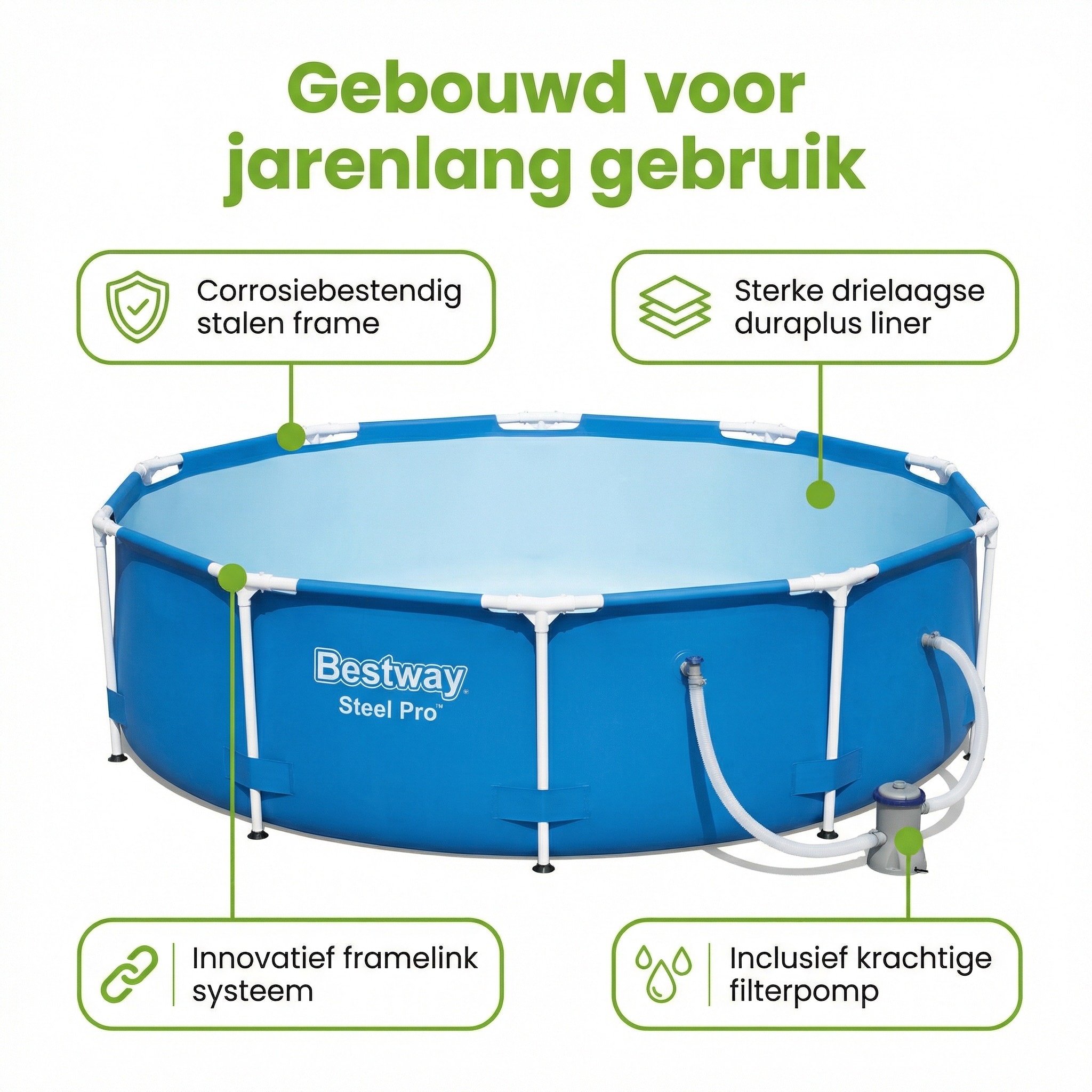 Bestway steel pro 305x76cm zwembad – 3-delig
