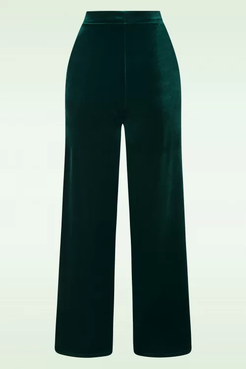 Vintage Chic for Topvintage Victoria fluwelen broek met rechte pijpen in groen