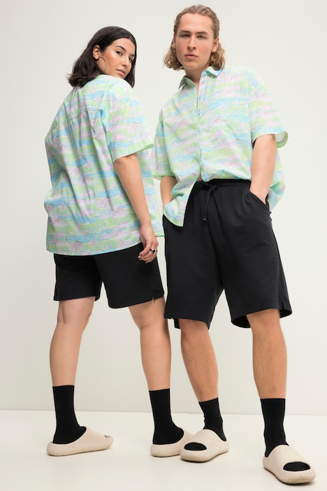 Sweat-Bermuda, Wide Legs, Elastikbund, Unisex