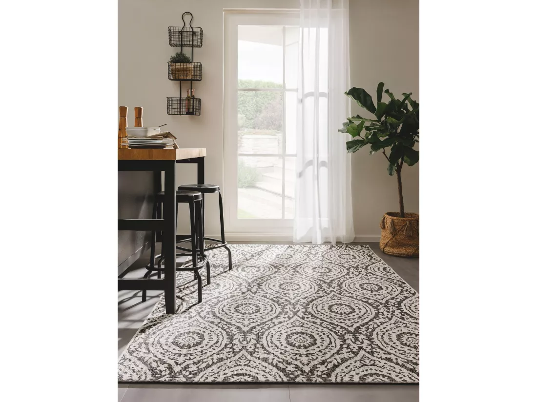 Tapis d'extérieur & intérieur Cleo Blanc & Noir 140x200 cm