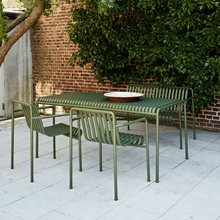 HAY - Palissade Tisch   4x Chair, anthrazit