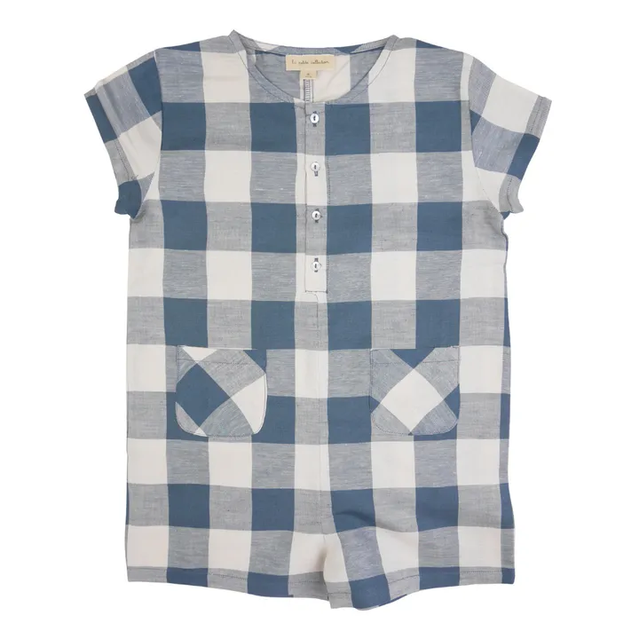 La Petite Collection Combishort Lin Carreaux | Bleu